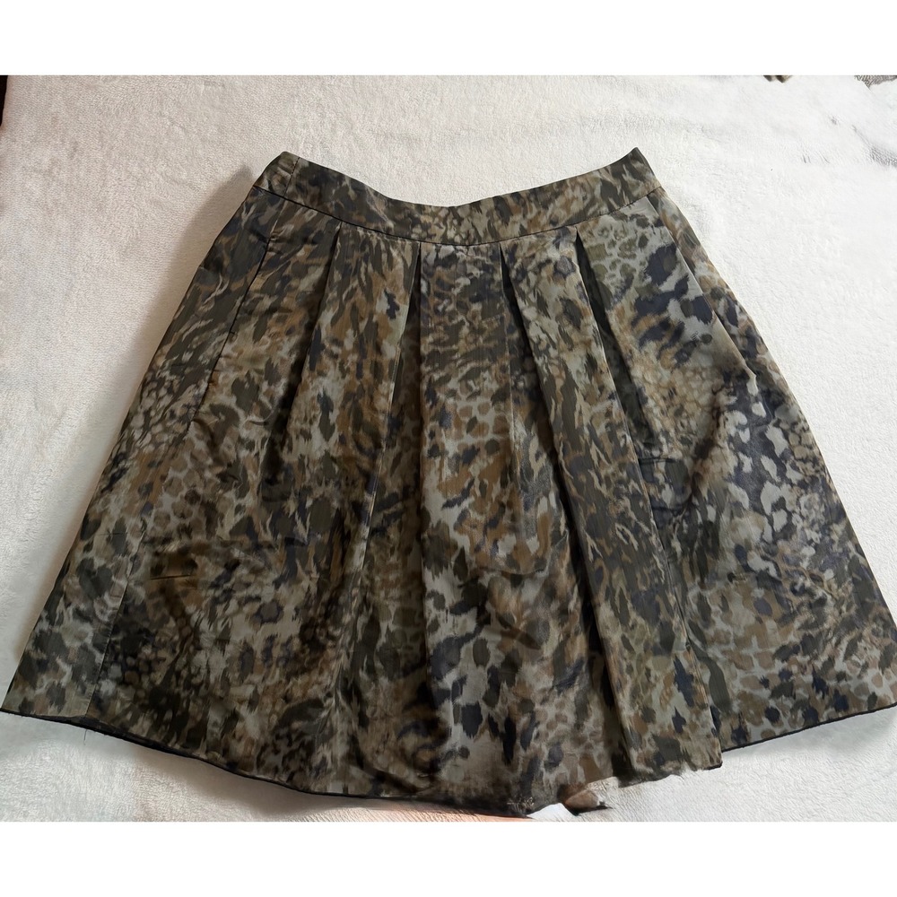 Pink Tartan Animal Print Pleated Mini Skirt Green Tan Size 4 Made in Canada - Picture 4 of 9